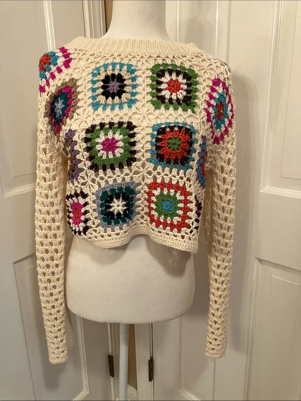 Crochet Granny Square Sweater M